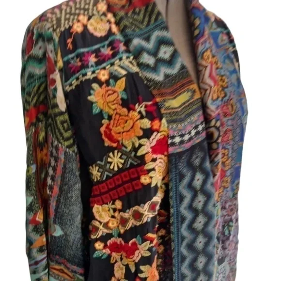 Johnny Was KobenEmbroidered Silk Twill Kimono GORGEOUS DESIGN AND RARE NWT